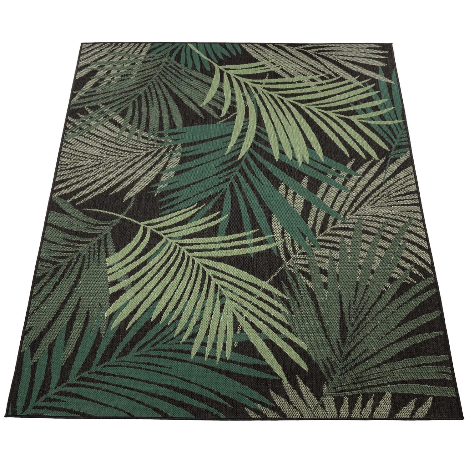 OUTDOORTEPPICH, mit Palmblatt-Muster, Schwarz, 120 x 170 cm - Schwarz, Textil (170/120cm) - KADIMA DESIGN