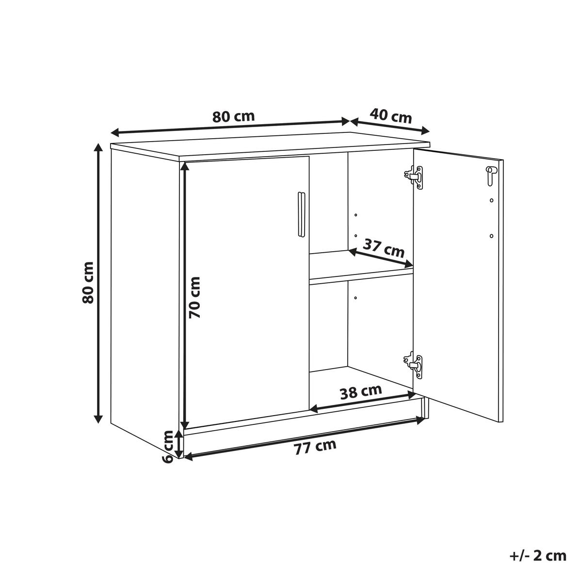 AKTENSCHRANK hellgrau/weiß 80 cm 2 Türen Zehna - Weiß/Grau, Holzwerkstoff (80/80/40cm) - Beliani
