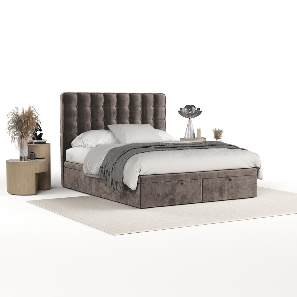 POLSTERBETT Celestia mit Stauraum 140/200 cm Braun im Lotta Stoff - Schwarz/Braun, Holz/Holzwerkstoff (140/200cm) - AltaBeds