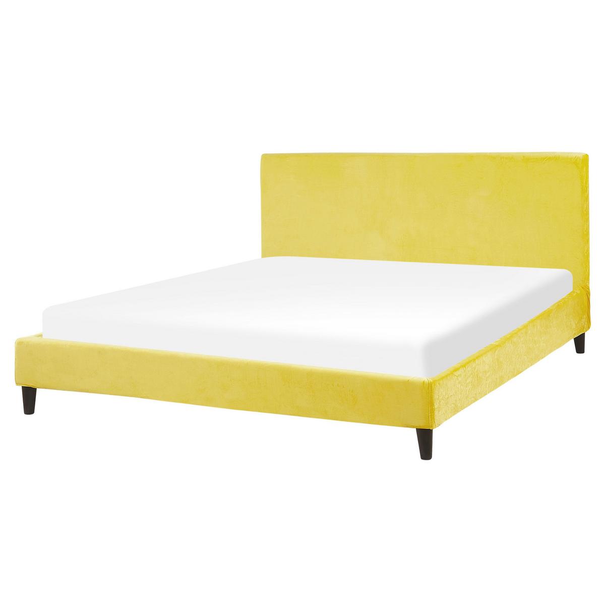 BETTRAHMENBEZUG Samtstoff 160/200 cm Gelb Fitou - Gelb, Textil (170/214cm) - Beliani