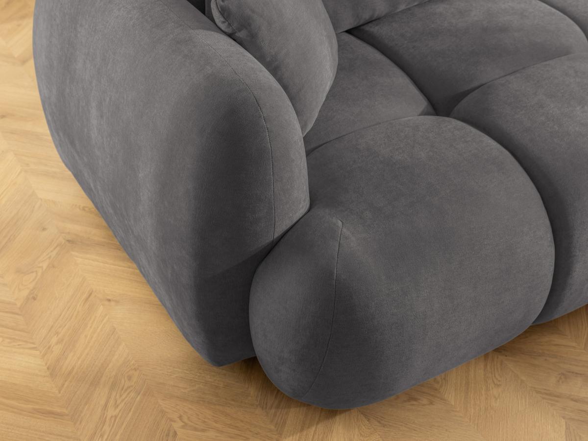ECKSOFA Loretto aus natürlichem Taupe Webstoff mit Schlaffunktion, Bettkasten und tiefen Steppungen in Bubble-Optik - Taupe/Schwarz, Holz/Kunststoff (275/180cm) - S-Style