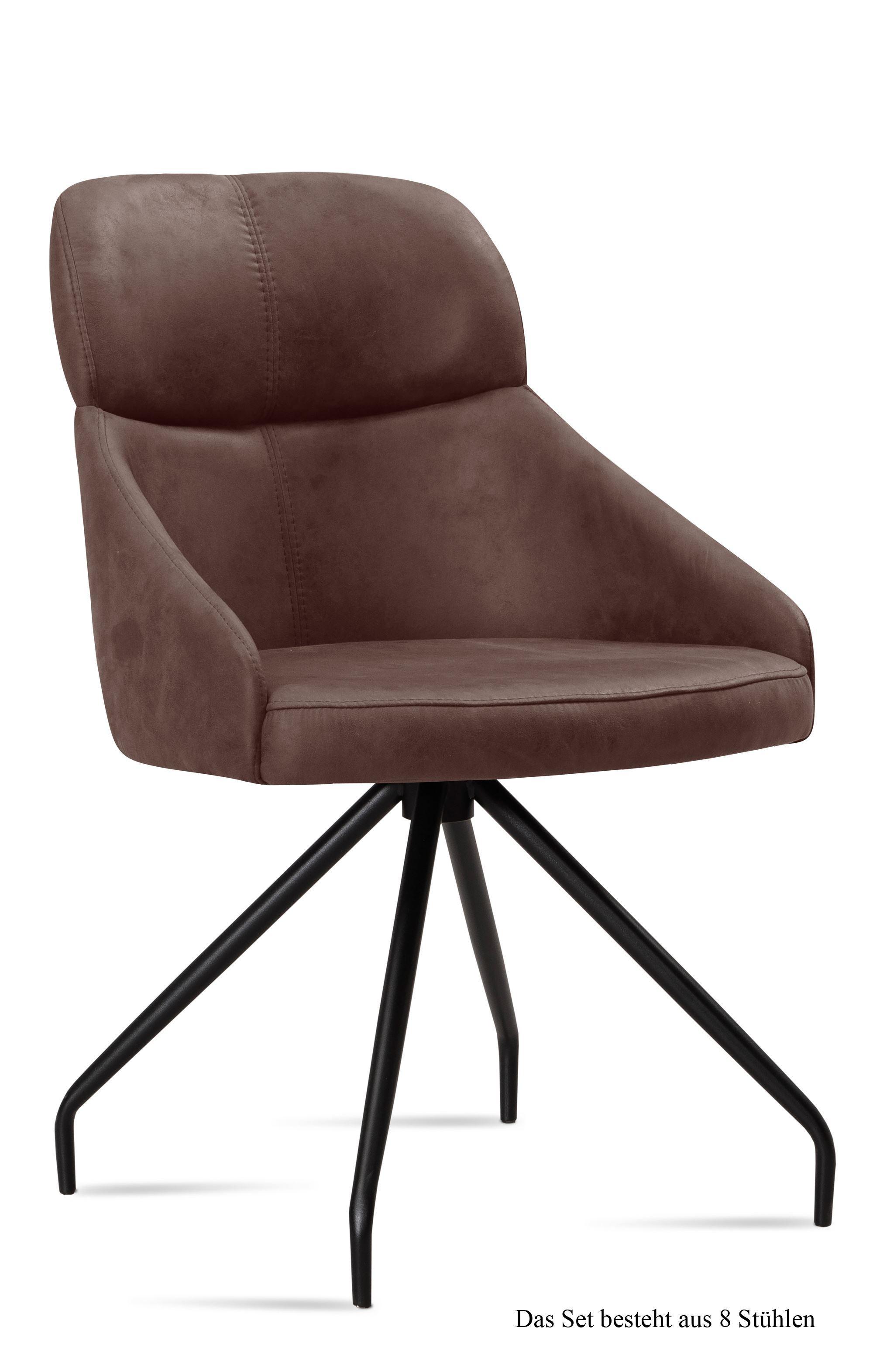 ESSZIMMERSTUHL (8er-Set) Dionne 52x82x63 Schwarz/Braun - Schwarz/Braun, Kunststoff (63/82/52cm) - 58aufmkessel