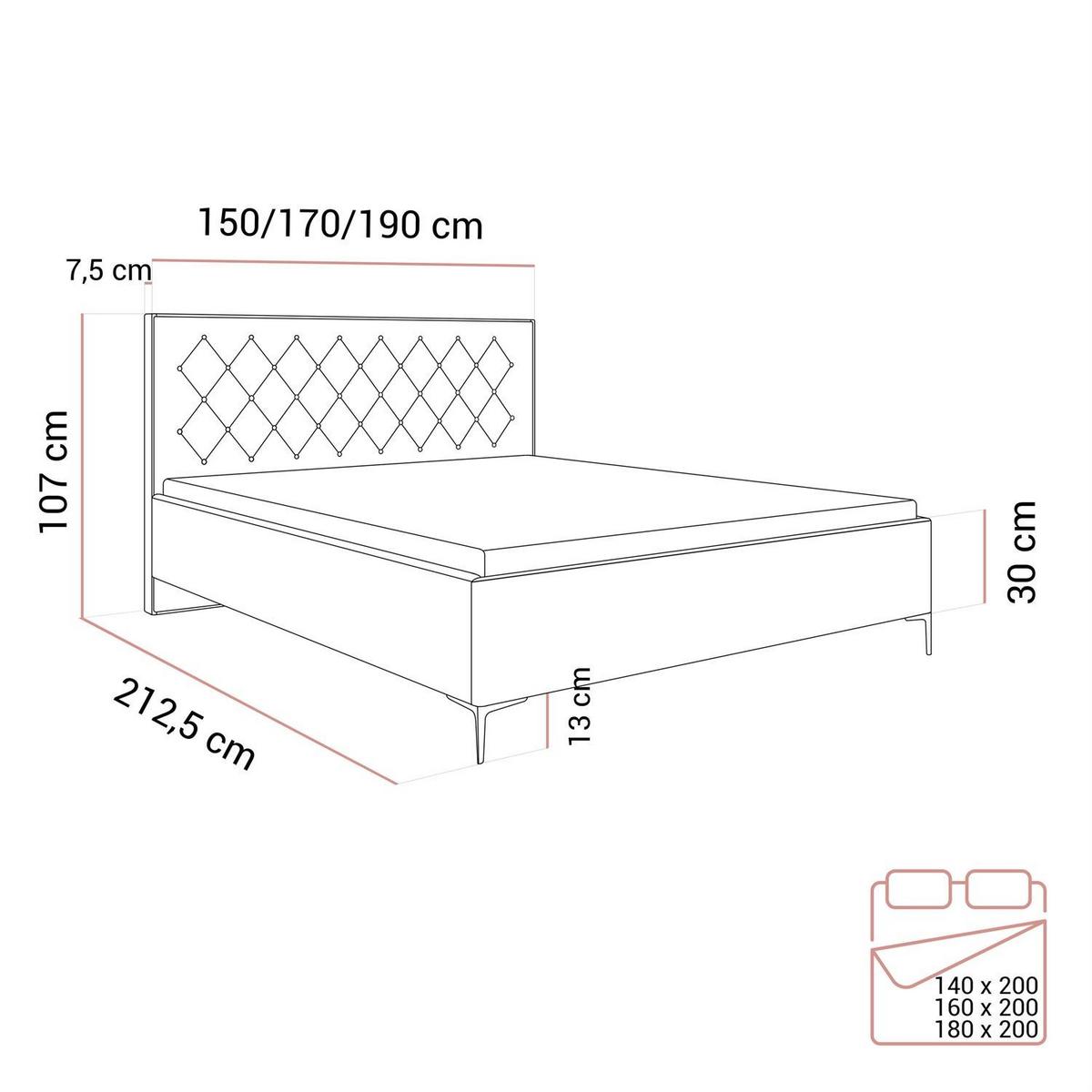POLSTERBETT INEZ mit Bettkasten 140x200 cm Royal Velvet 196 - Braun, Textil - Lookway