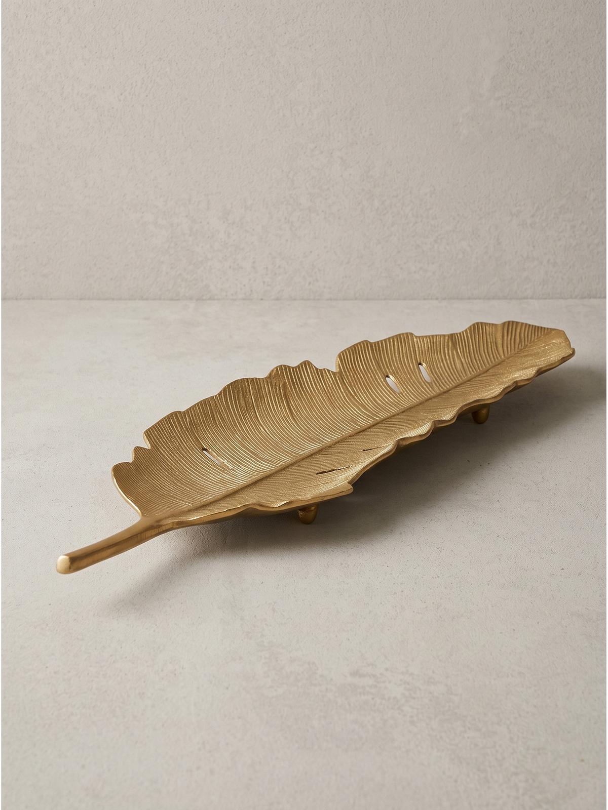 DEKOSCHALE SUBIACO, Aluminium, handgefertigt, Gold, 60 x 18 x 4 cm - Goldfarben, Metall (4cm) - KADIMA DESIGN