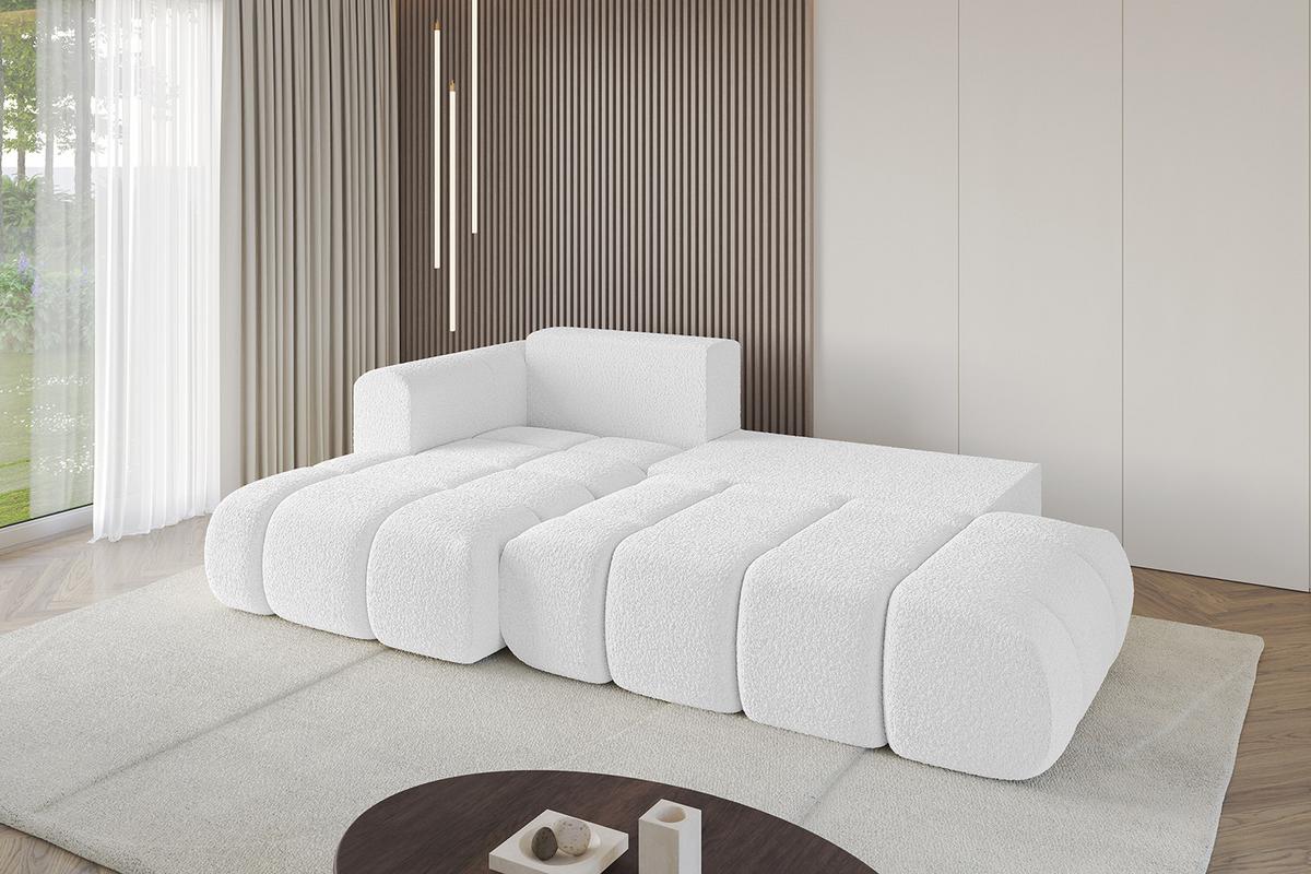 ECKSOFA Ottomane Links CLOUD-L-v1 280x185x90 Weiß Bouclé - Weiß, Holzwerkstoff/Kunststoff (180/289cm) - ALTDECOR