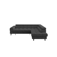 ECKSOFA mit Schlaffunktion Ottomane Rechts LUMA-L 272x203x70 Dunkelgrau Velours - Dunkelgrau/Schwarz, Holzwerkstoff/Kunststoff (203/272cm) - ALTDECOR