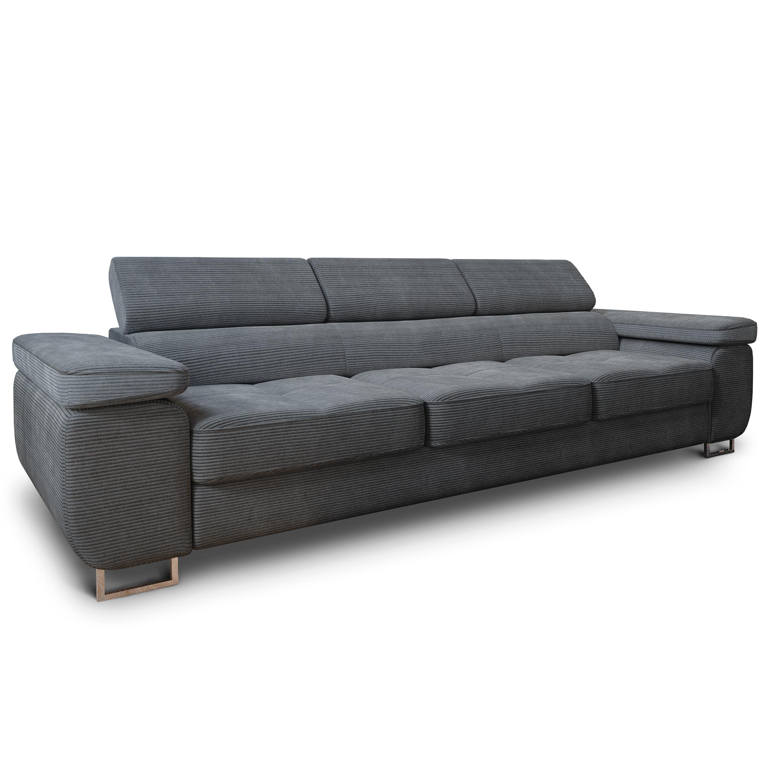BETTSOFA MOSINE Grau Kordstoff mit Schlaffunktion - Grau, Textil (281/87/98cm) - MASSENO