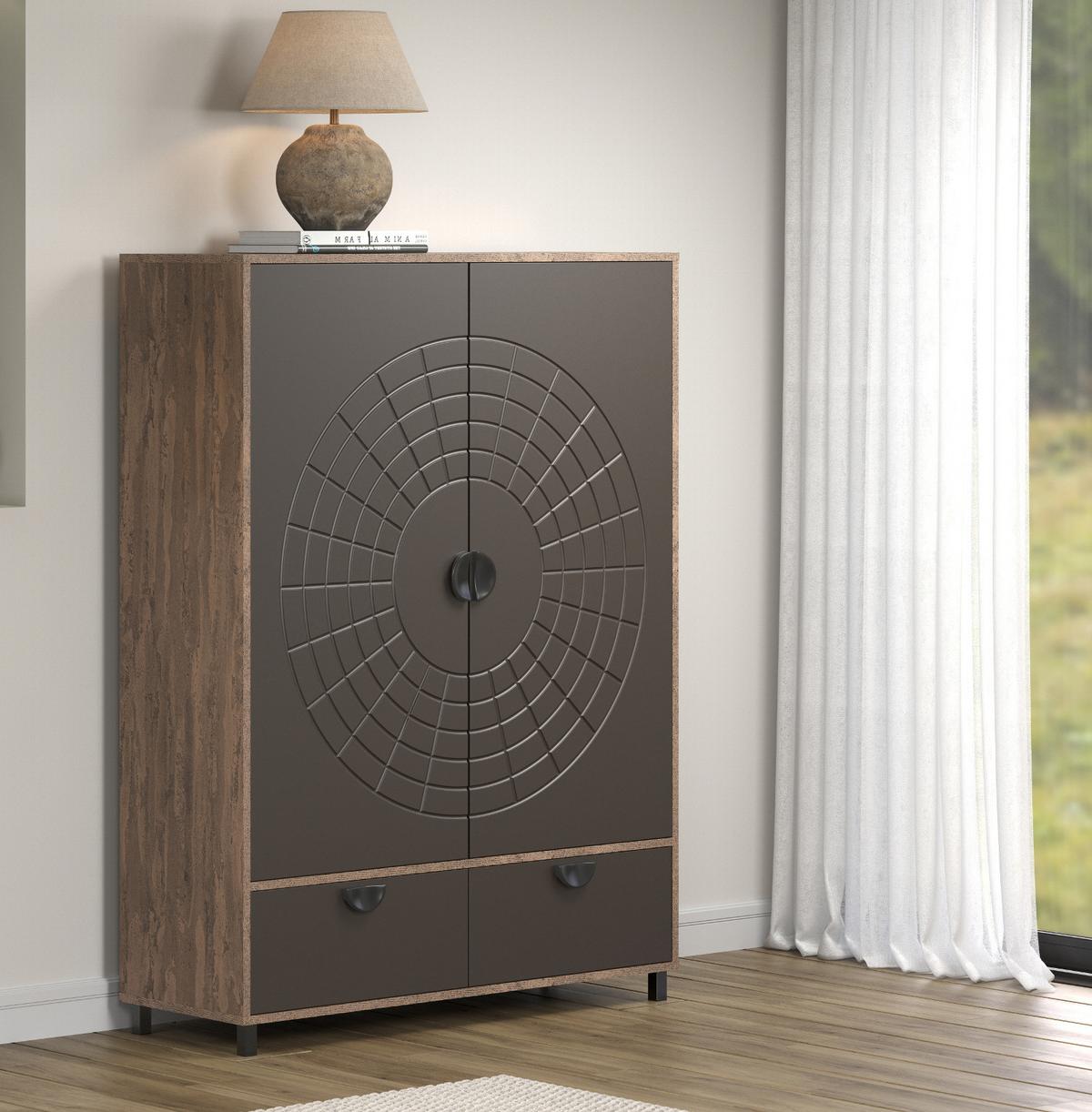 HIGHBOARD Bronze und Rostoptik 120 x 163 cm, Kommode mit Soft-Close - Rostfarben/Schwarz, Holzwerkstoff/Metall (120/163/42cm) - Top.Furn