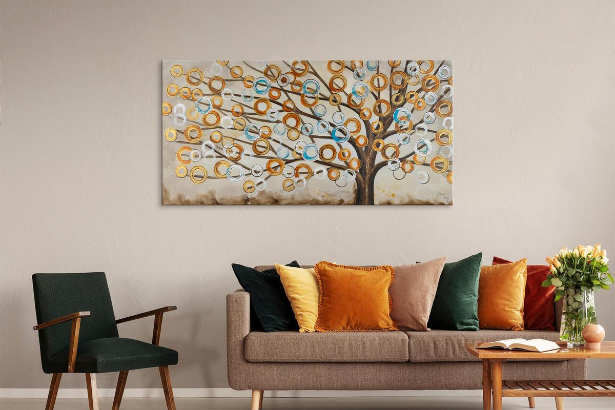 ÖLGEMÄLDE 140/70 cm - Beige/Kupferfarben, Holz/Textil (140/70cm) - KUNSTLOFT