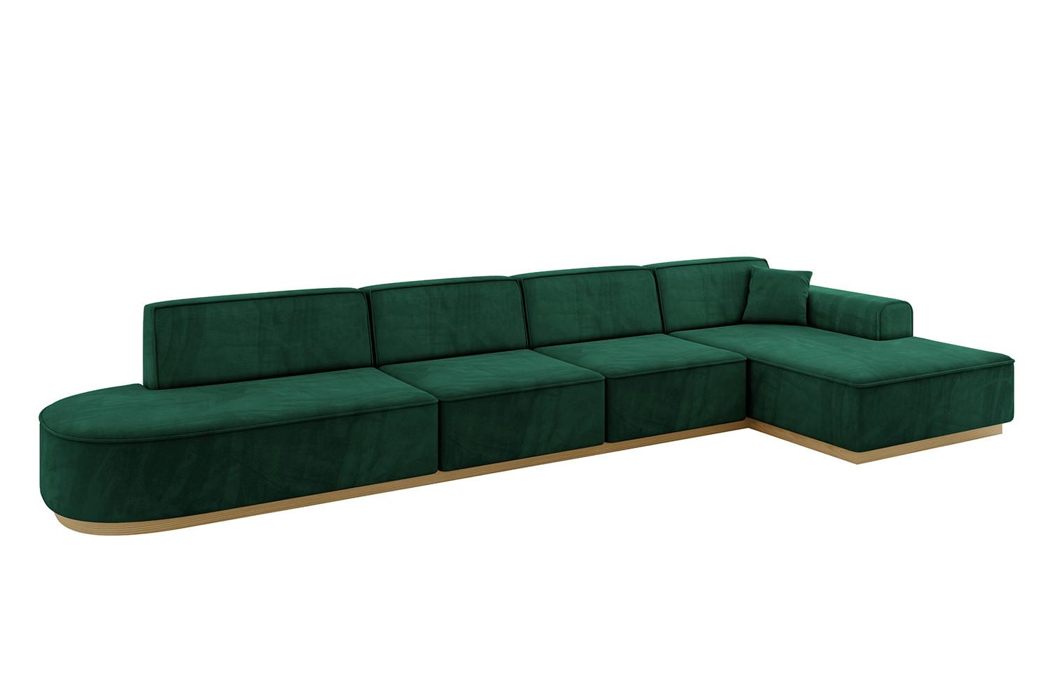 ECKSOFA Ottomane Rechts IREA-L3-v2 - 412x165x80 cm Grün - Dunkelgrün, Holzwerkstoff/Textil (412/165cm) - ALTDECOR