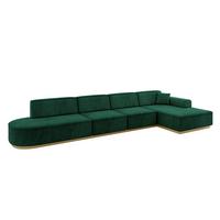 ECKSOFA Ottomane Rechts IREA-L3-v2 - 412x165x80 cm Grün - Dunkelgrün, Holzwerkstoff/Textil (412/165cm) - ALTDECOR