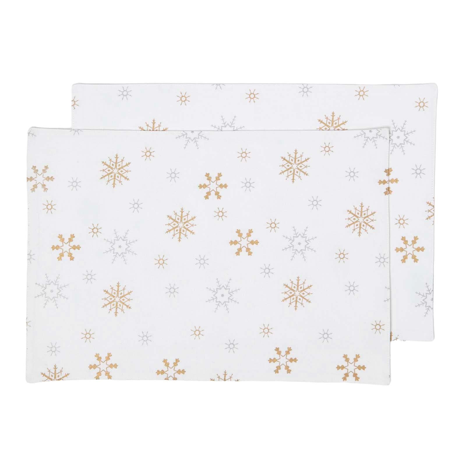TISCHSET Weihnachten, 2er-Set 30/45 cm, weiß mit Schneeflocken - Weiß, Textil (30/45cm) - Homescapes