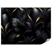 FOTOTAPETE für Wohnzimmer Schwarze Blätter Gold Luxus 100x70 - Goldfarben/Schwarz, Papier (100/70cm) - Muralo