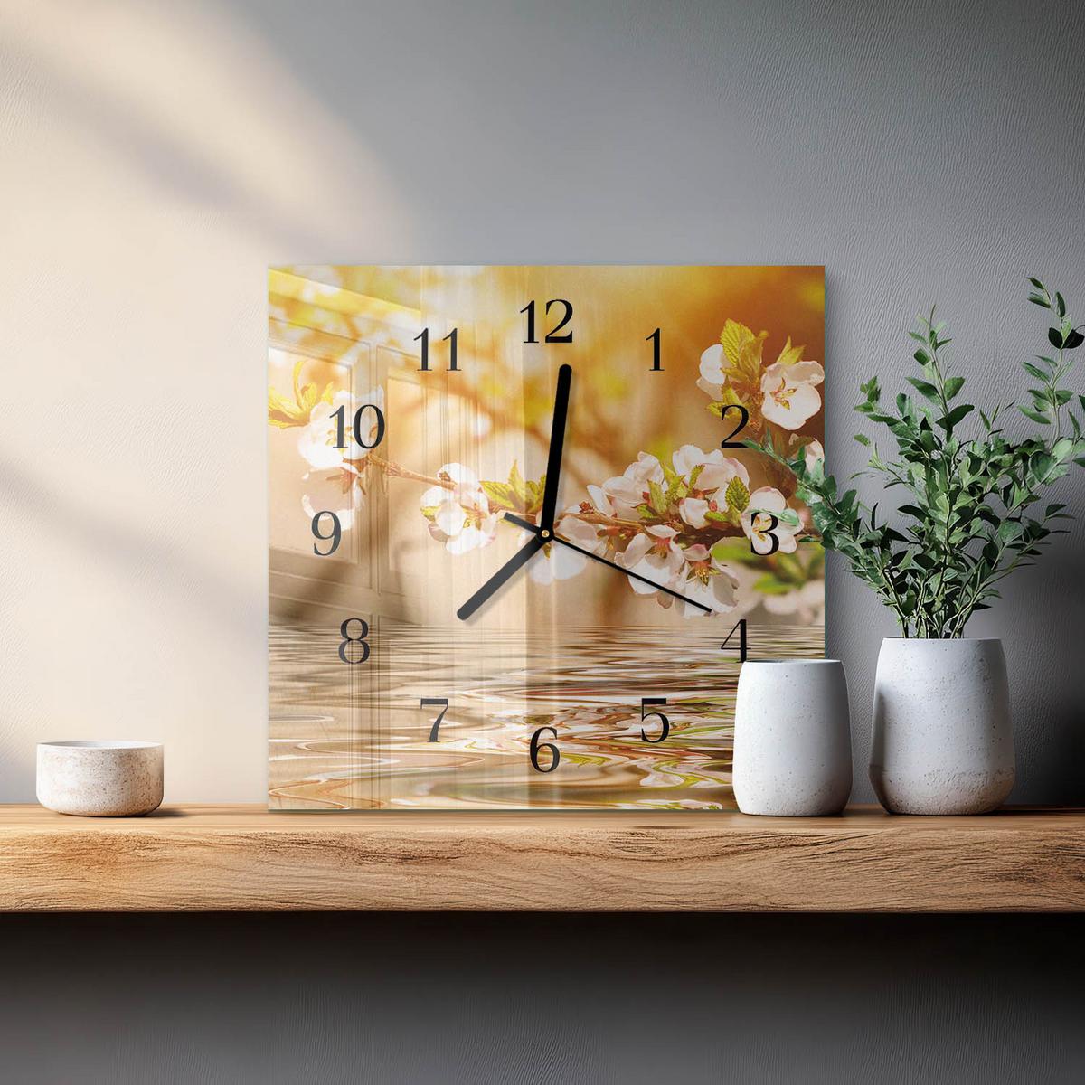 WANDUHR aus Glas 30x30 cm - Blumen - Multicolor, Glas (30/30/0.4cm) - TULUP