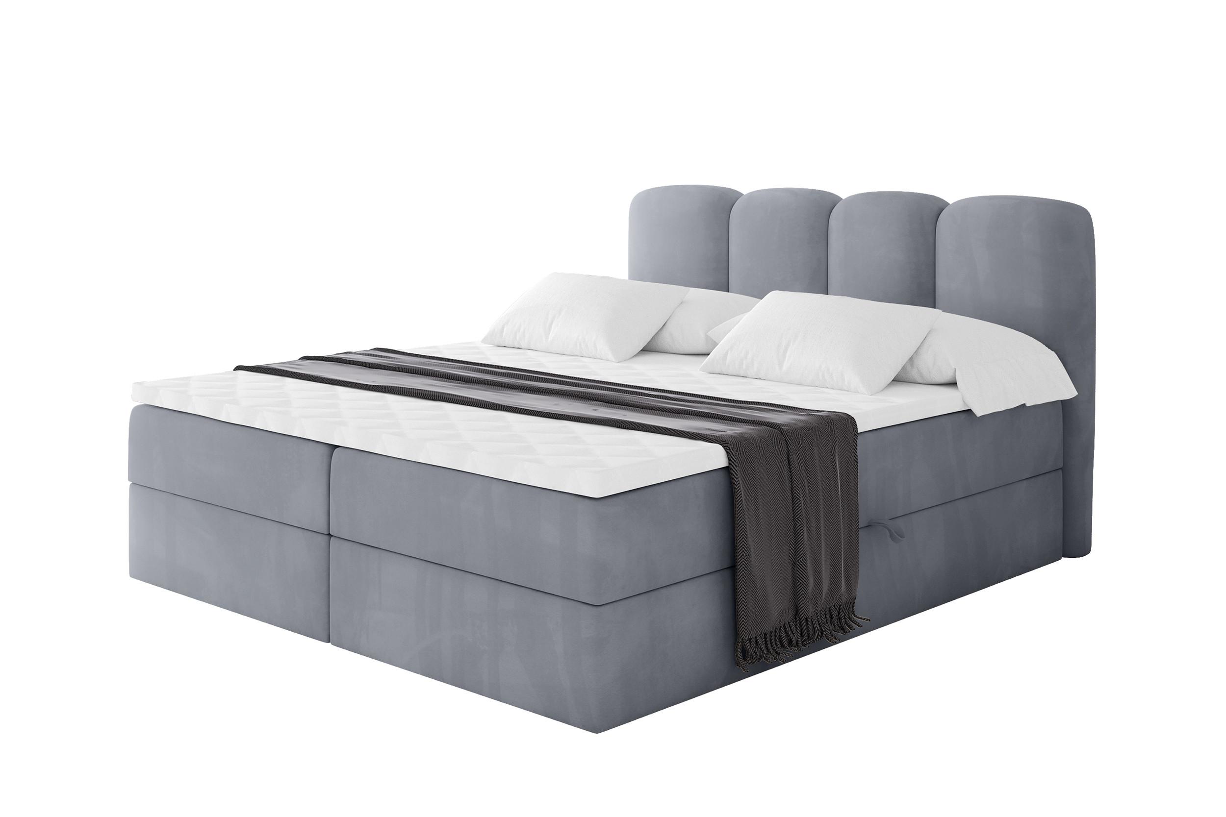 BOXBETT mit Matratze H3 - NINA - 200x200 cm - Grau - Anthrazit, Holzwerkstoff (200/200cm) - ALTDECOR