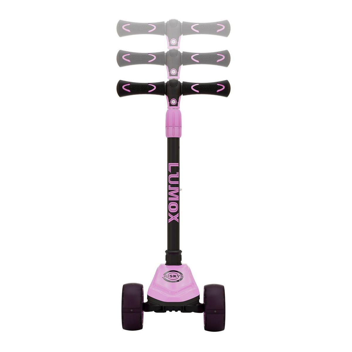 KINDERROLLER Lumox höhenverstellbarer Lenker inkl. Leuchtränder rosa - Rosa, Metall (28/59cm) - Juskys