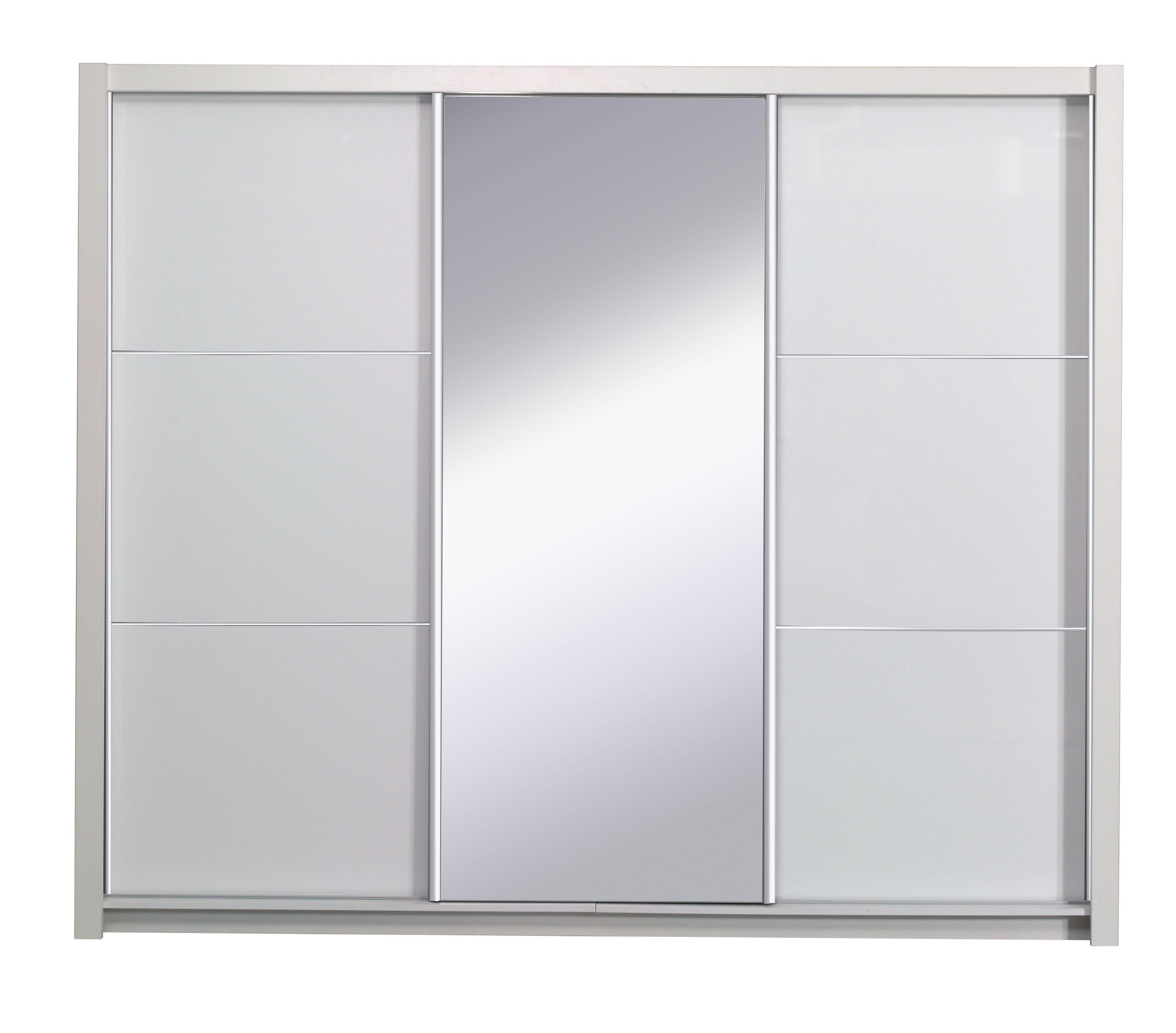 SCHWEBETÜRENSCHRANK ALVORN 257,8/212/66,6cm 3-türig mit Spiegel Weiß - Weiß, Holzwerkstoff (257.8/212/66.6cm) - MASSENO