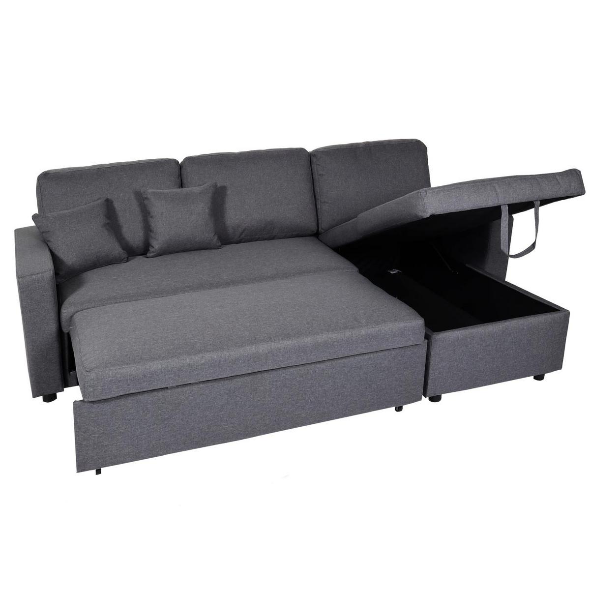 ECKSOFA MIT BETTKASTEN Grau - Dunkelgrau/Grau, Textil (228/151cm) - MCW