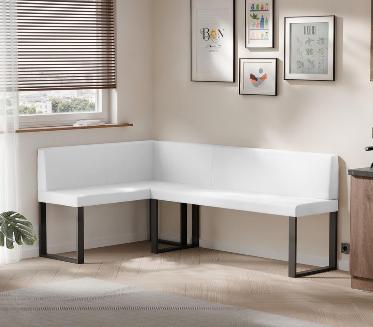 ECKBANK links SANA U Kunstleder glatt, 142/196 cm Weiß - Weiß, Kunststoff/Textil (142/196cm) - Idohome