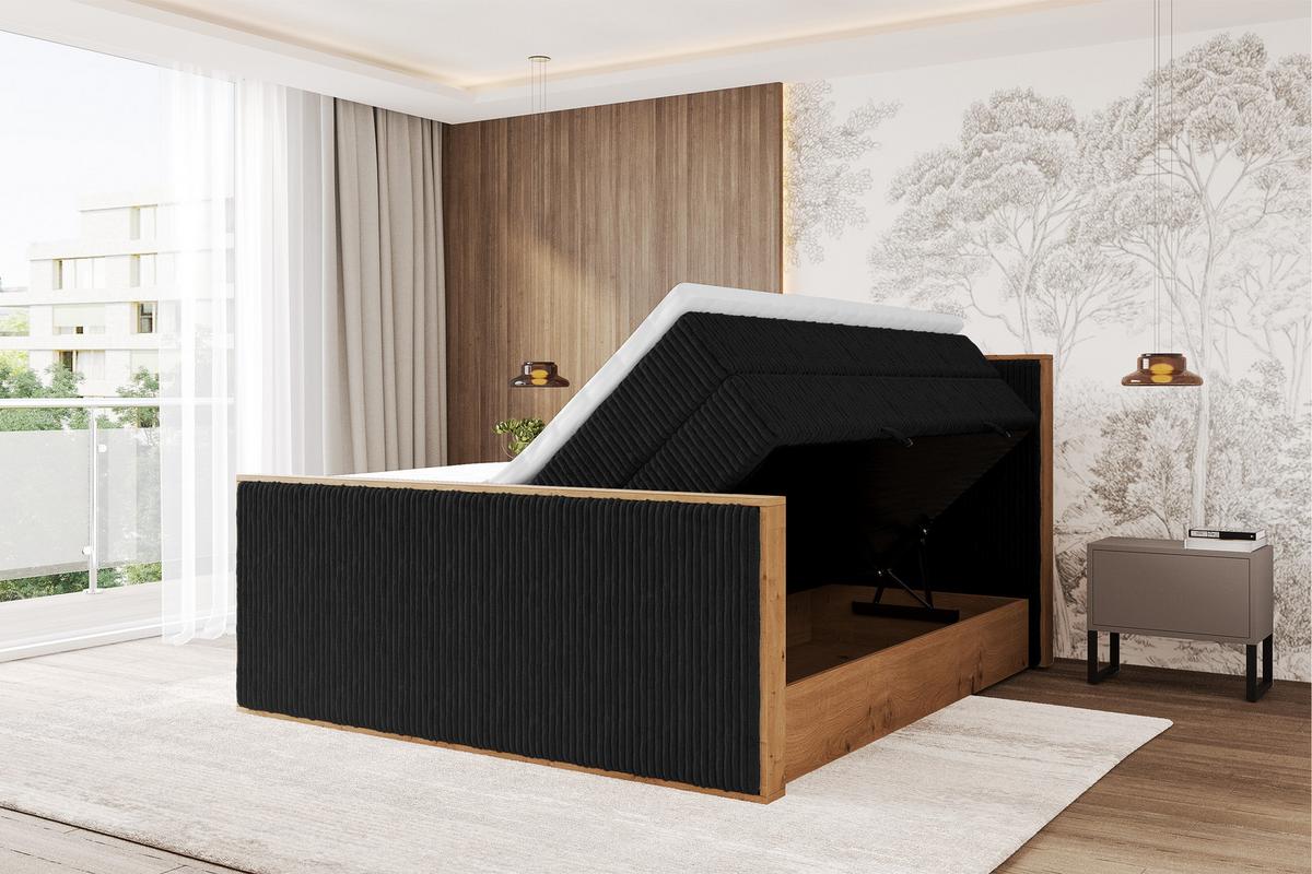 BOXSPRINGBETT LOLLI9 -Z-KING 140x200 - H3/H4 Schwarz - Schwarz, Holzwerkstoff (140/200cm) - ALTDECOR