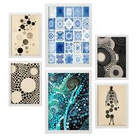 POSTER Set Mit 6 Schillernde Punkte In Vielseitiger A3 & A4 Weißer Rahmen - Weiß, Papier (29/3cm) - Nacnic