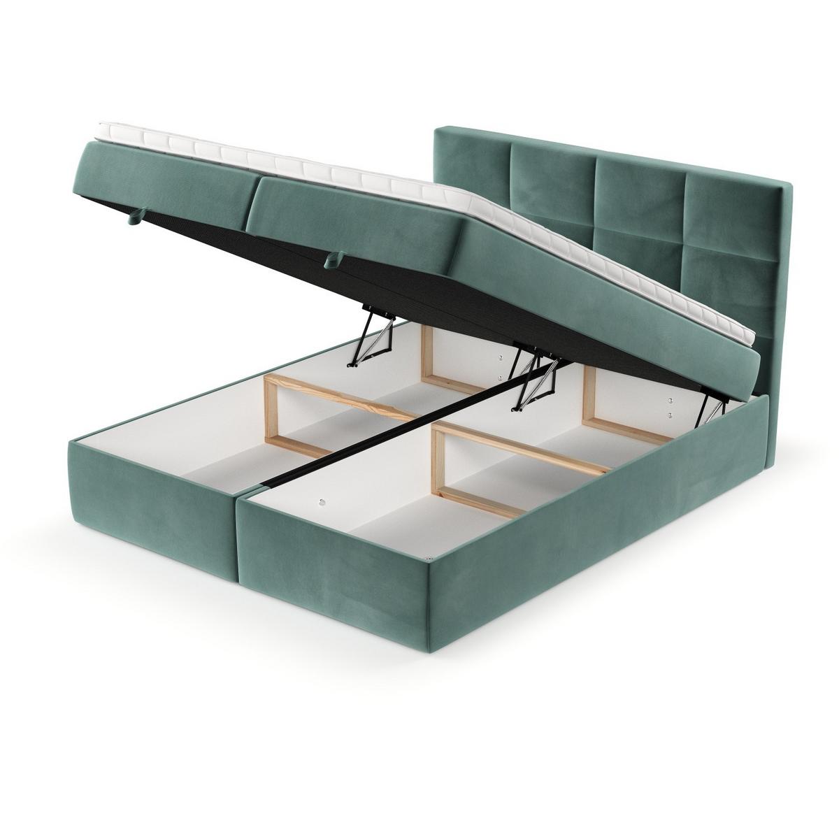 BOXBETT Velto 140/200 cm Türkis im Kronos Stoff - Türkis/Schwarz, Holz/Holzwerkstoff (140/200cm) - AltaBeds