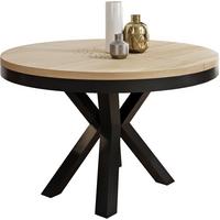 ESSTISCH Clara runder ausziehbarer, Sonoma Eiche 100-180/100/76 cm - Schwarz/Sonoma Eiche, Holzwerkstoff/Metall (180/100/76cm) - WFL GROUP
