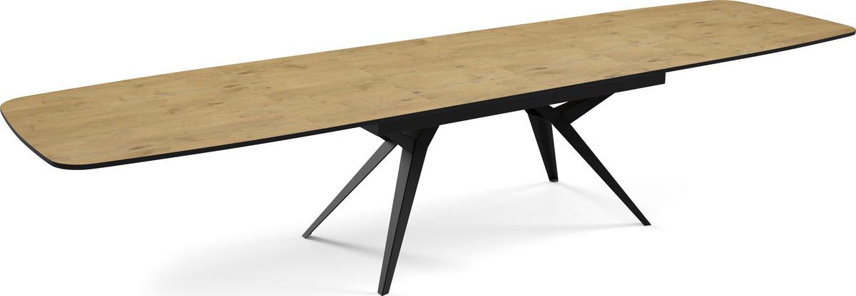 ESSTISCH Soren ausziehbar rechteckig oval, Eiche Hell Braun 180-380/100/76 cm - Eichefarben/Schwarz, Holzwerkstoff/Metall (380/100/76cm) - WFL GROUP