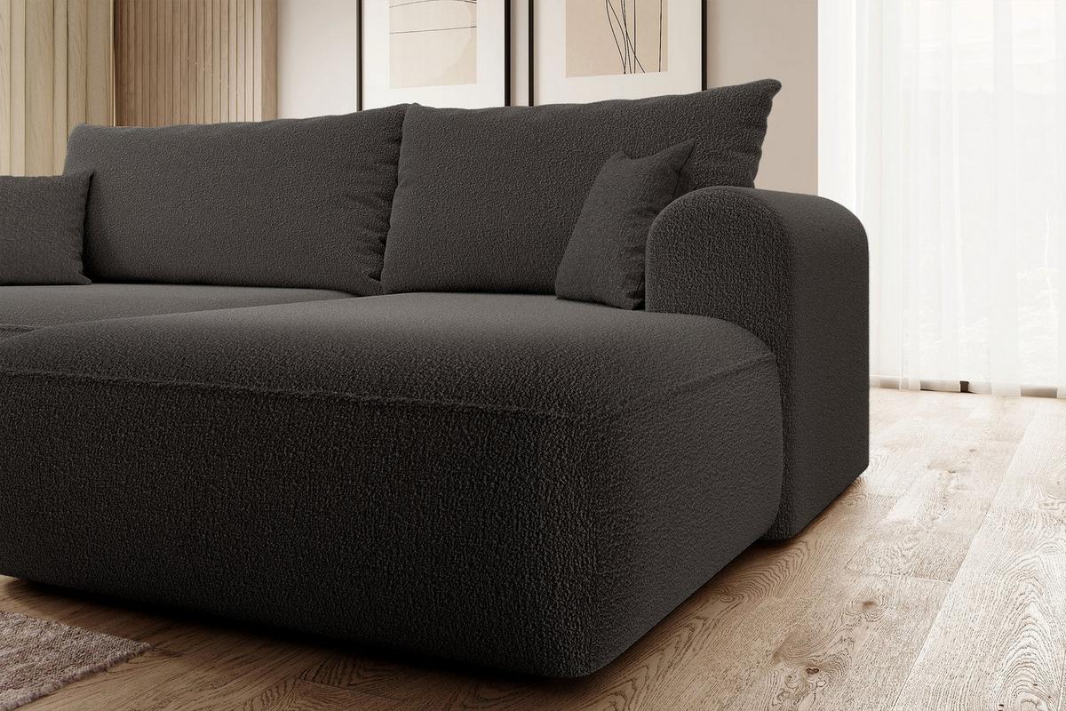 ECKSOFA Ovo Dunkelgrau Bouclé - Dunkelgrau/Schwarz, Kunststoff/Textil (165/260cm) - Selsey