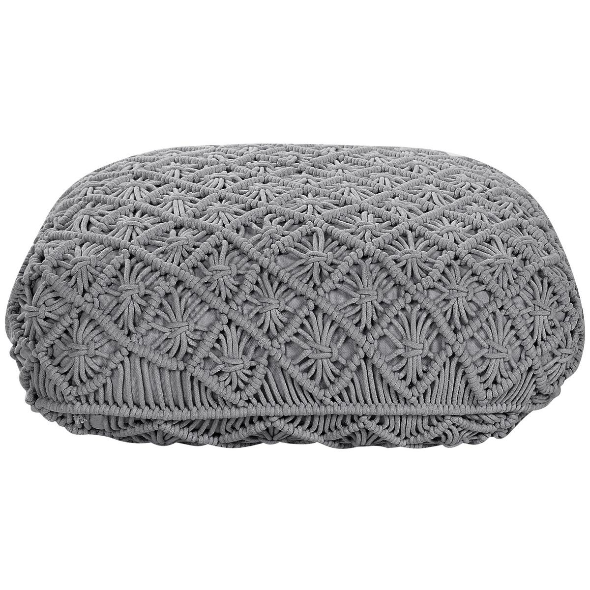 POUF Berrechid 50/50/20 cm - Grau, Naturmaterialien/Textil (50/20/50cm) - Beliani