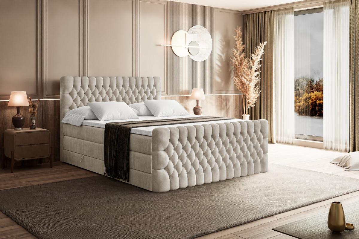 BOXSPRINGBETT SERENE-Z KING - 120 x 200 - H3/H4 - Ecru - Ecru, Holzwerkstoff (120/200cm) - ALTDECOR