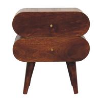 NACHTTISCH mit zwei Schubladen, nordischen Beinen, in Braun. - Messingfarben/Braun, Mangoholz/Holz (45/50/35cm) - Artisan Furniture