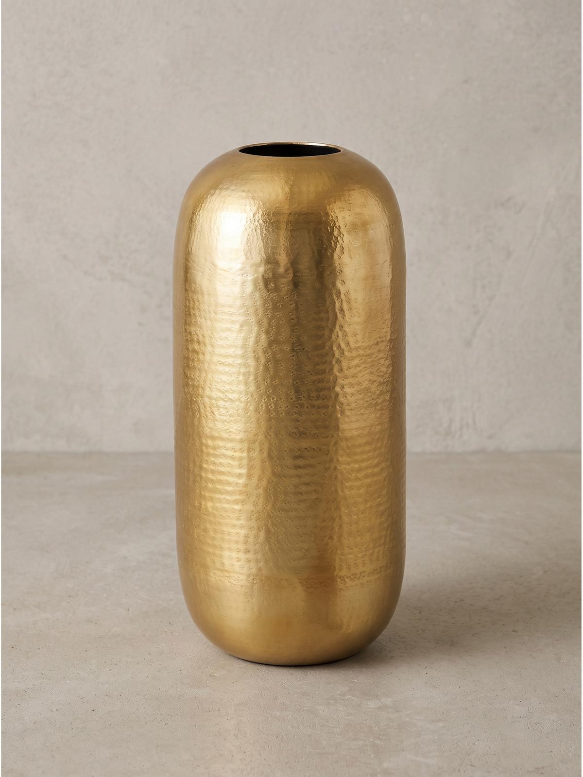 BODENVASE AMALFI, Aluminium, handgefertigt, Gold, Ø 20 x 45 cm - Goldfarben, Metall (45cm) - KADIMA DESIGN