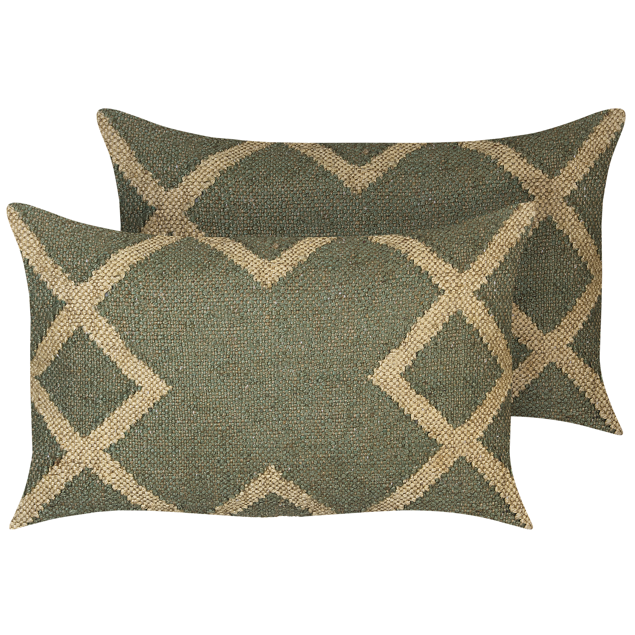 DEKOKISSEN 2er-Set Olivgrün 30/50 cm Gopi - Olivgrün, Naturmaterialien (30/50cm) - Beliani