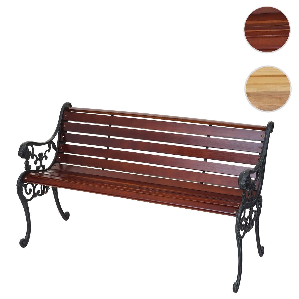 GARTENBANK Schwarz, Teak Dekor - Schwarz/Teakfarben, Holz (125/72/37cm) - MCW