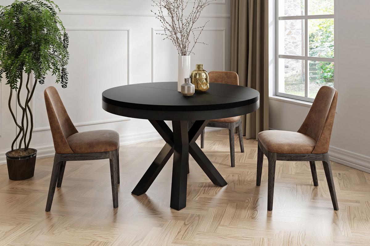 ESSTISCH Clara runder ausziehbarer, Schwarz 100-180/100/76 cm - Schwarz, Holzwerkstoff/Metall (180/100/76cm) - WFL GROUP