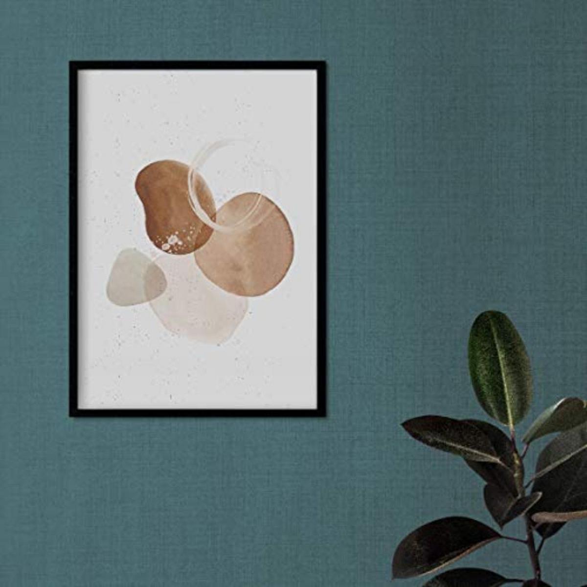 POSTER Set mit 4 Kunst Folien mit abstrakten Formen und Figuren A3 Schwarzer Rahmen - Schwarz, Papier (29.7/3cm) - Nacnic