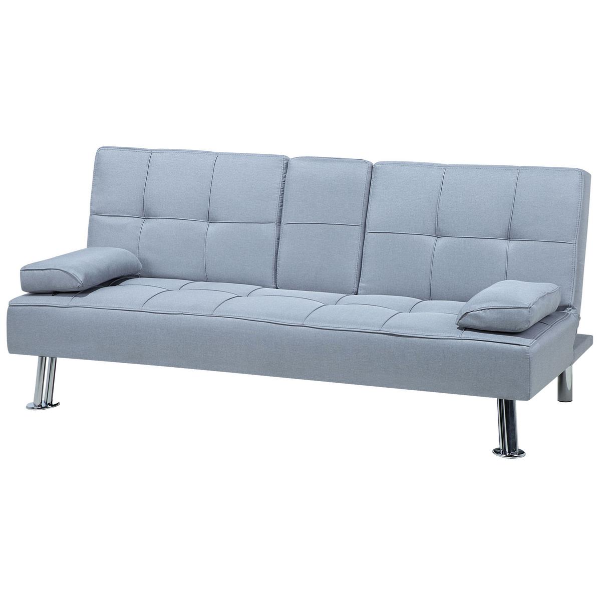 3-SITZER-SCHLAFSOFA Polsterbezug Hellgrau Roxen - Hellgrau, Textil (168/77/81cm) - Beliani