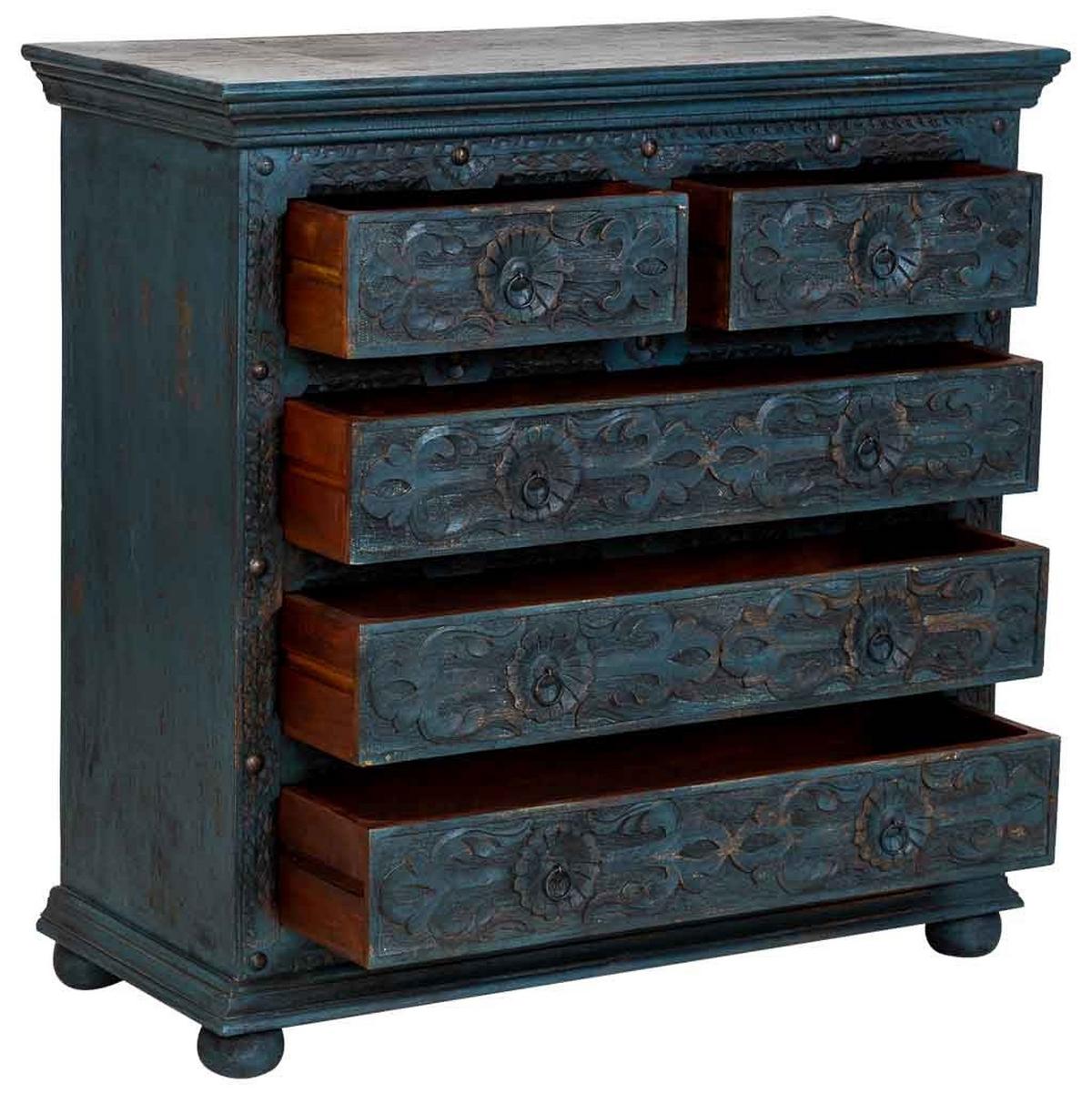 KOMMODE aus holz 100x43x95cm - Blau, Holz (100/95/43cm) - Wanderlust
