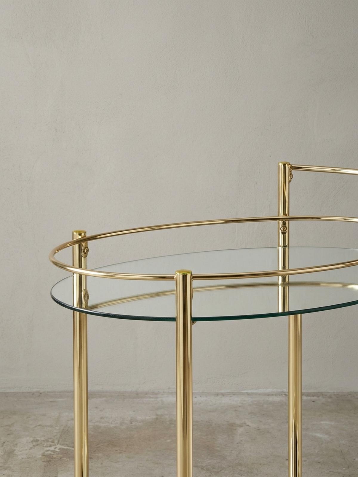 SERVIERWAGEN – Gold, 2 Glasplatten, auf Rollen - Goldfarben, Glas/Metall (67/79/46cm) - KADIMA DESIGN