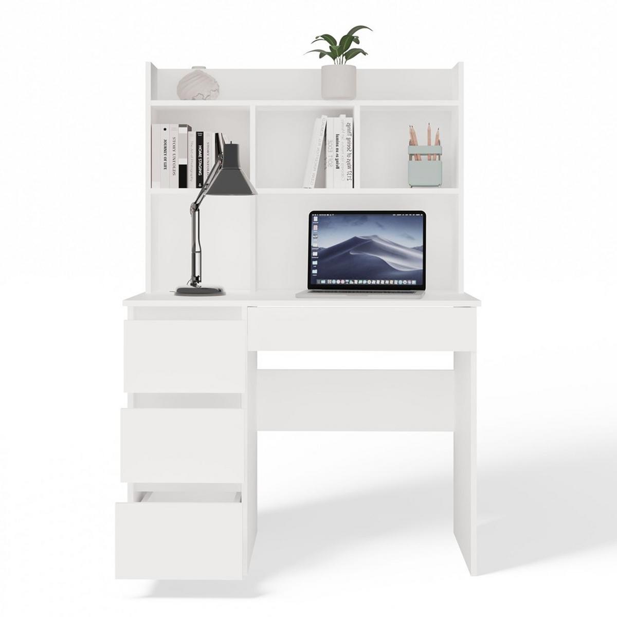SCHREIBTISCH Weiß 98/146/52 - Weiß, Holzwerkstoff (90/50/146cm) - RAUMHIRSCH FURNITURE