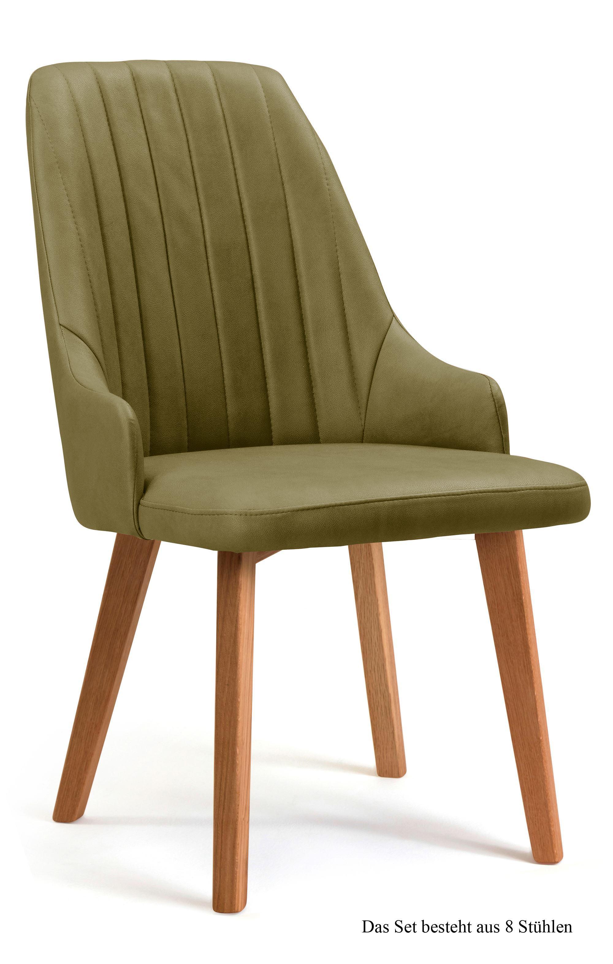 ESSZIMMERSTUHL (8er-Set) Daryl 52x91x60 Eiche geölt/Olivgrün - Eichefarben/Olivgrün, Kunststoff (60/91/52cm) - 58aufmkessel