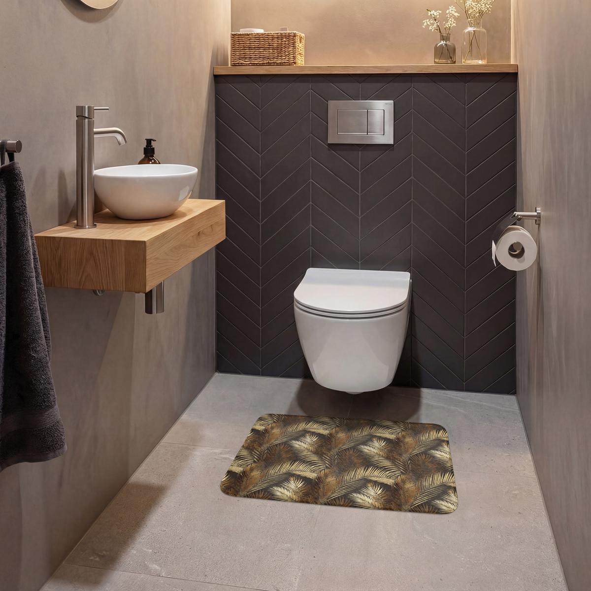 WC-VORLEGER Tropisch - Blätter - Gold Toilettenvorleger 60x40 cm - Goldfarben, Textil (60/1cm) - OnlyWow