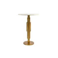 BEISTELLTISCH ESLA, Marmor, handgefertigt, Weiß-Gold, Ø 37 x 59 cm - Goldfarben/Weiß, Stein/Metall (37/37/59cm) - KADIMA DESIGN