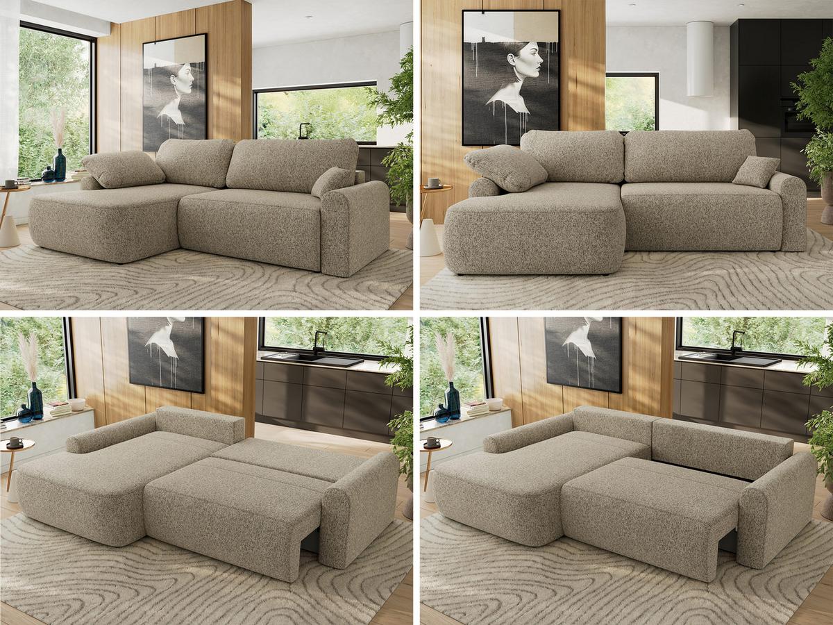 ECKSCHLAFSOFA CUBO L Dunkelbeige Struktur - links - Sandfarben/Beige, Kunststoff/Textil (273/187cm) - MKS