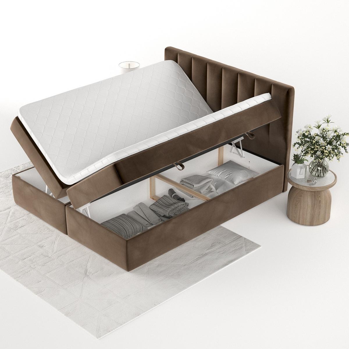 BOXBETT Bari 140/200 cm Braun im Kronos Stoff - Braun, Holz/Holzwerkstoff (140/200cm) - AltaBeds
