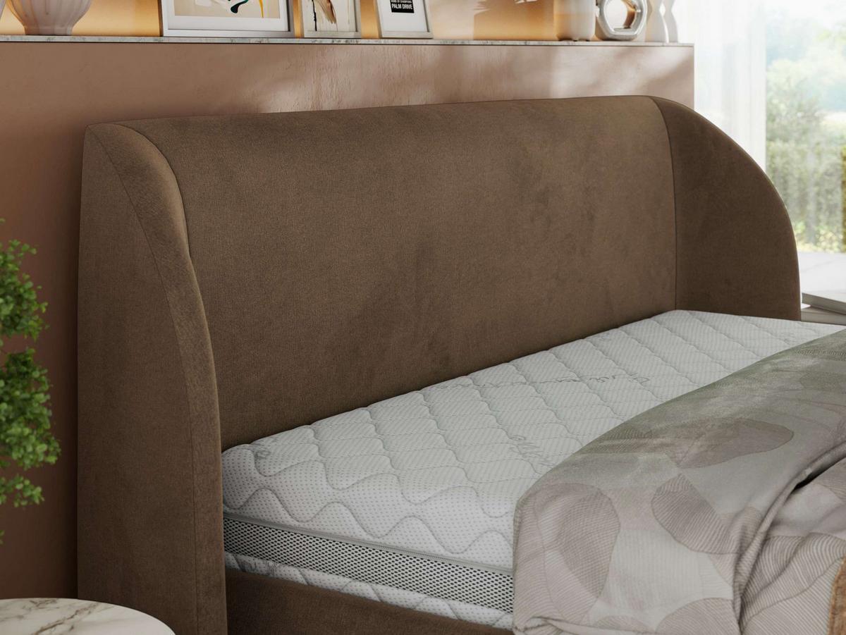 POLSTERBETT CAELA CLASSIC 140/200 - Braun Velvet - Multipocket-Matratze - Braun, Textil (140/200cm) - MKS