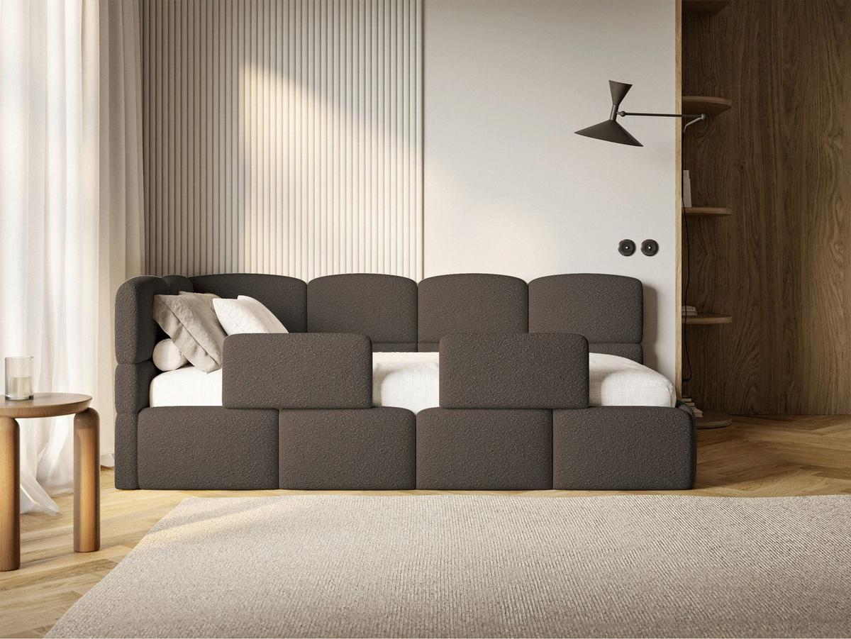 JUGENDBETT Cloudy links mit Rausfallschutz Bouclé Braun - Braun, Kunststoff/Textil (90/200cm) - Selsey