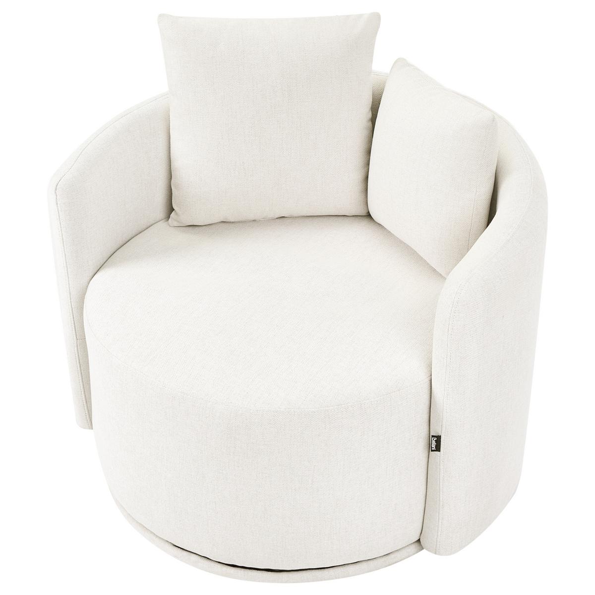 DREHSESSEL Stoff Cremeweiß Ennora - Weiß, Textil (88/67/82cm) - Beliani