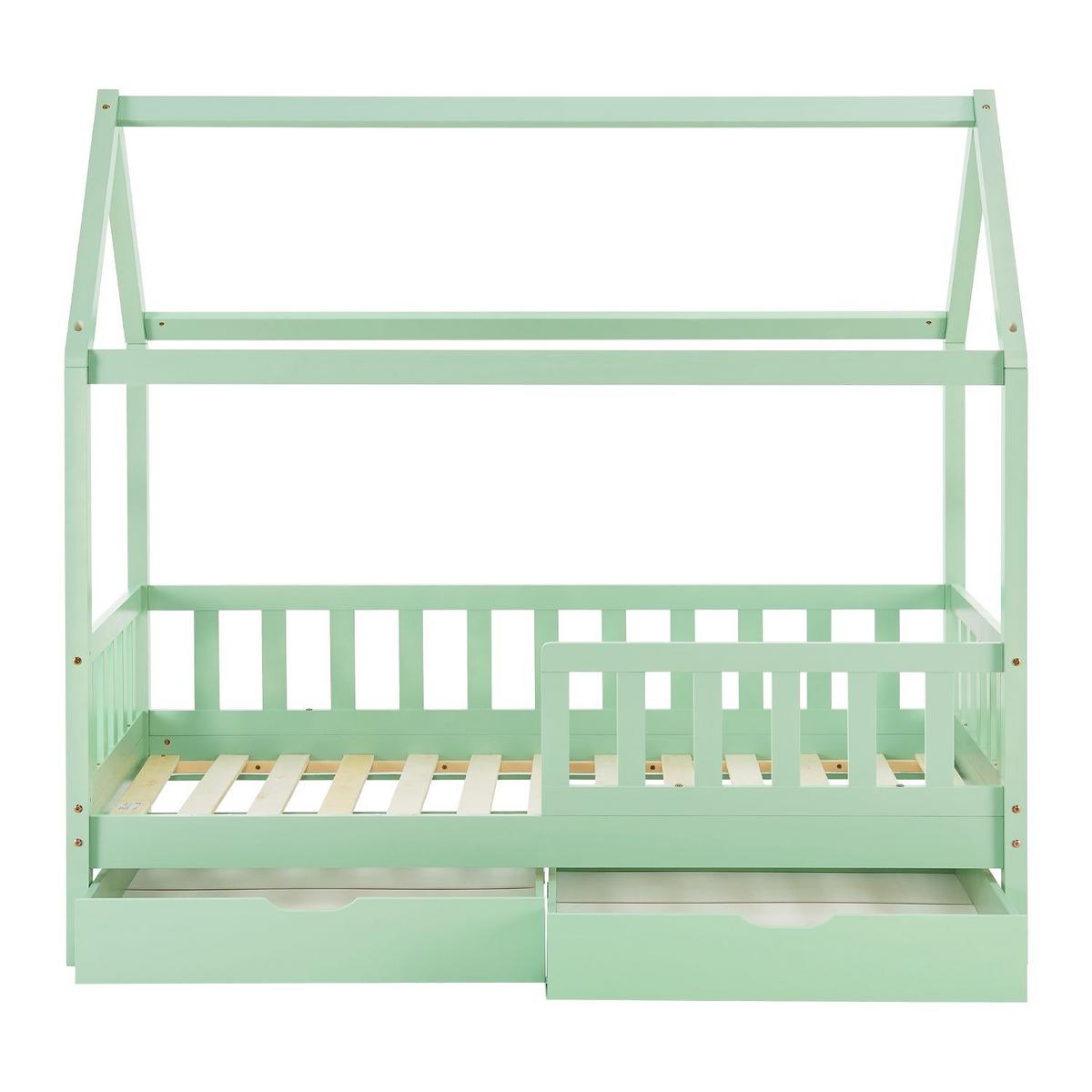 KINDERBETT Marli mint 80x160 cm mit Bettkasten - Mintgrün, Holz (80/160cm) - Juskys